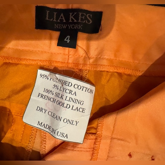 NWT LIA KES NEW YORK Orange Pants with Silk Lining. SIZE: 4 - Picture 2 of 14